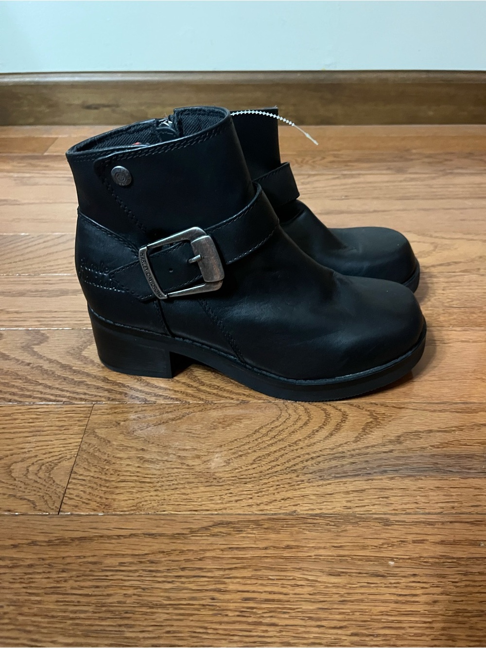 Harley-Davidson Black Leather Buckle Ankle Boots